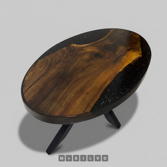 Oval Coffee Table – Solid Walnut Wood & Premium Epoxy Resin