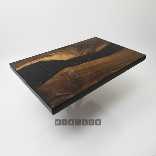 Square Coffee Table – Solid Walnut Wood & Premium Epoxy Resin