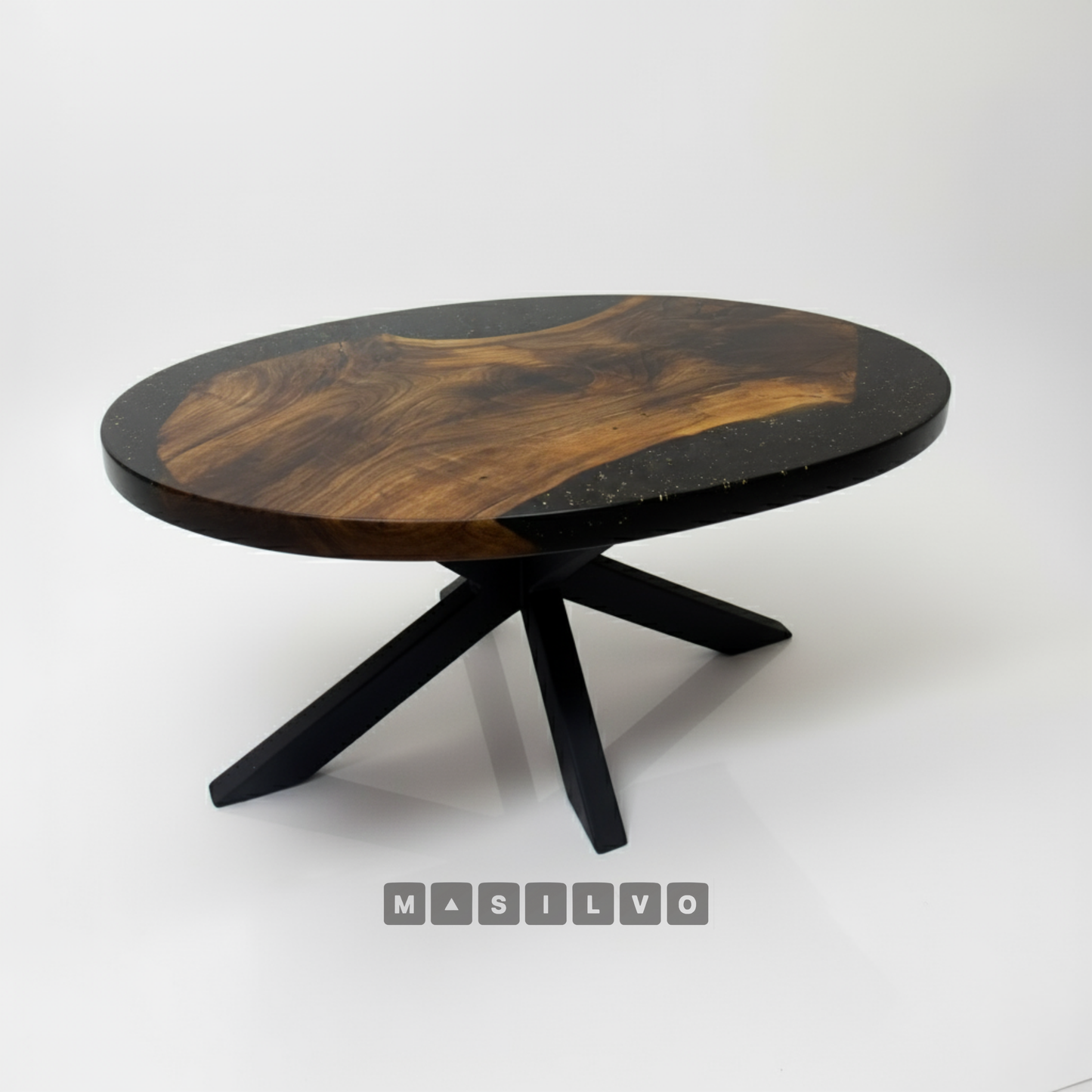 Oval Coffee Table – Solid Walnut Wood & Premium Epoxy Resin